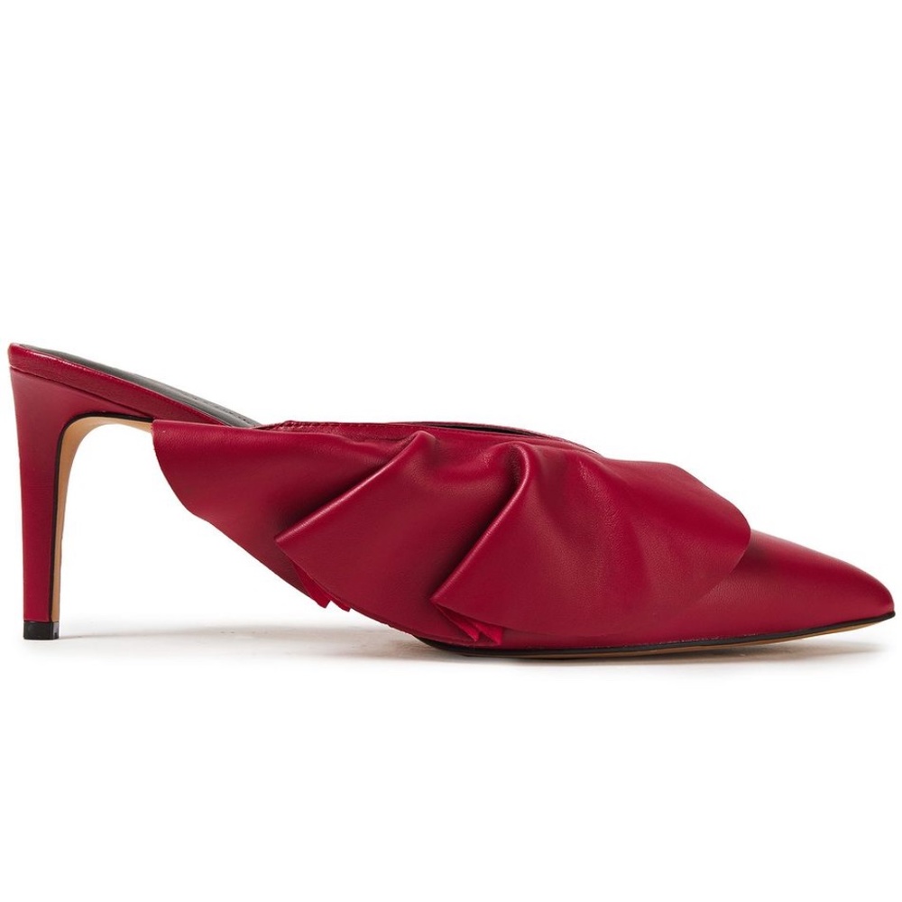 New Rebecca Minkoff Giov Claret Red Leather Mules